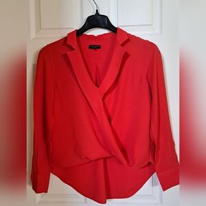 rag & bone Red Draped Surplice Blouse